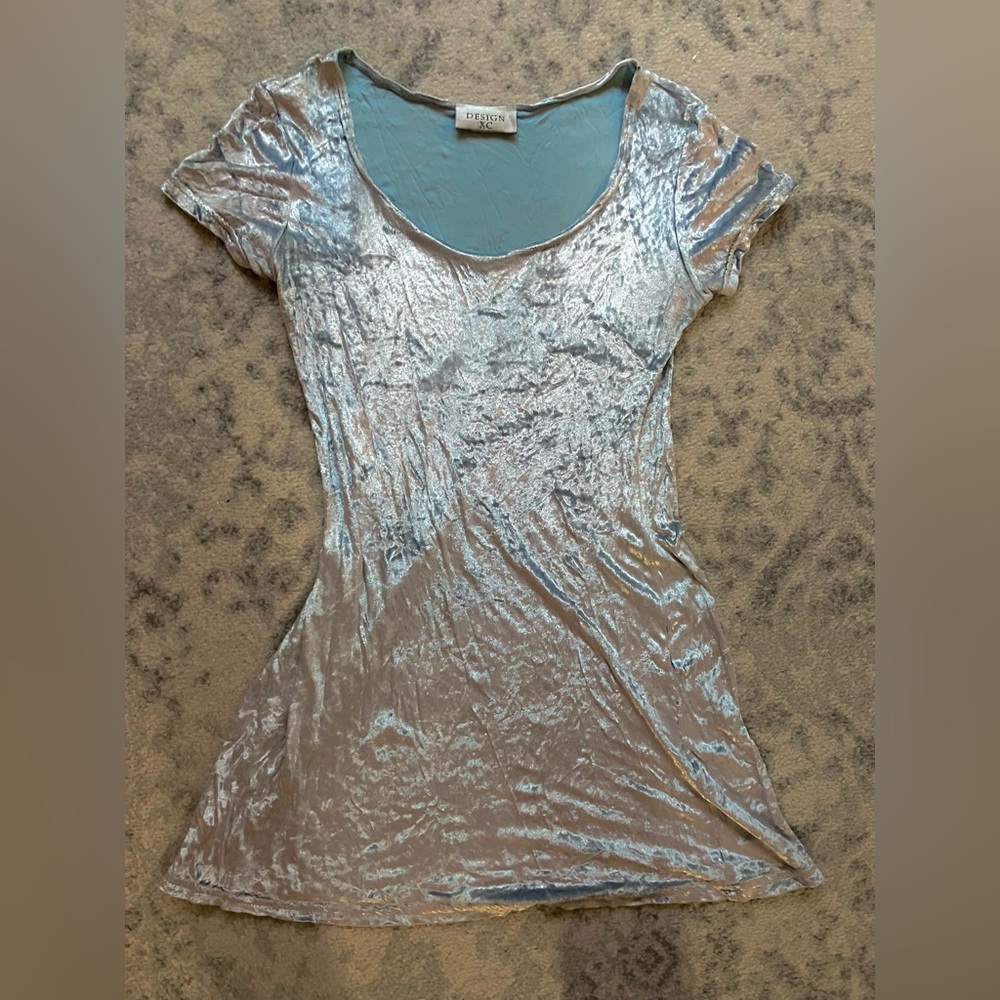 1990s Blue Velvet Mini Dress